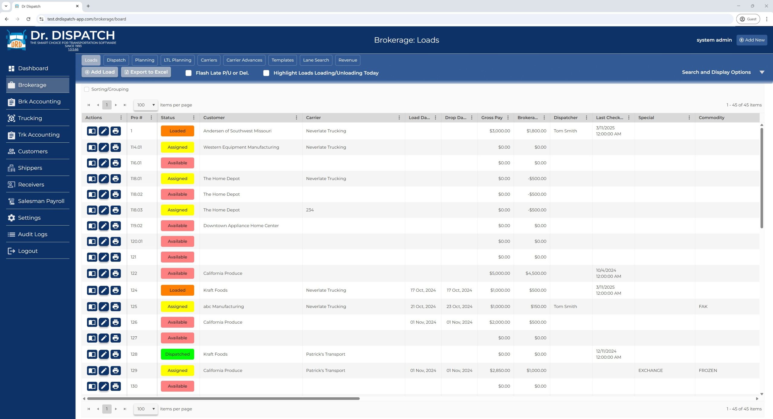 new dr dispatch brokerage load board